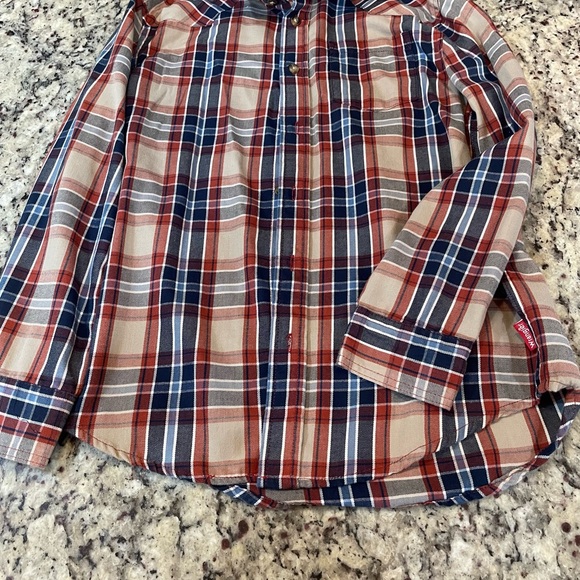 Wrangler Kids Plaid Button Down Shirt - Red, Blue, Tan - Picture 1 of 4